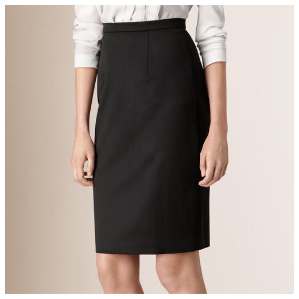 Burberry Black Wool Pencil Skirt